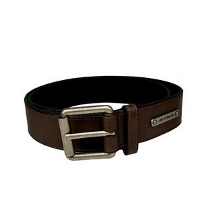 Levi Strauss Wide Belt Men's One Size Brown Leather Silver Stitch Tongue Buckle